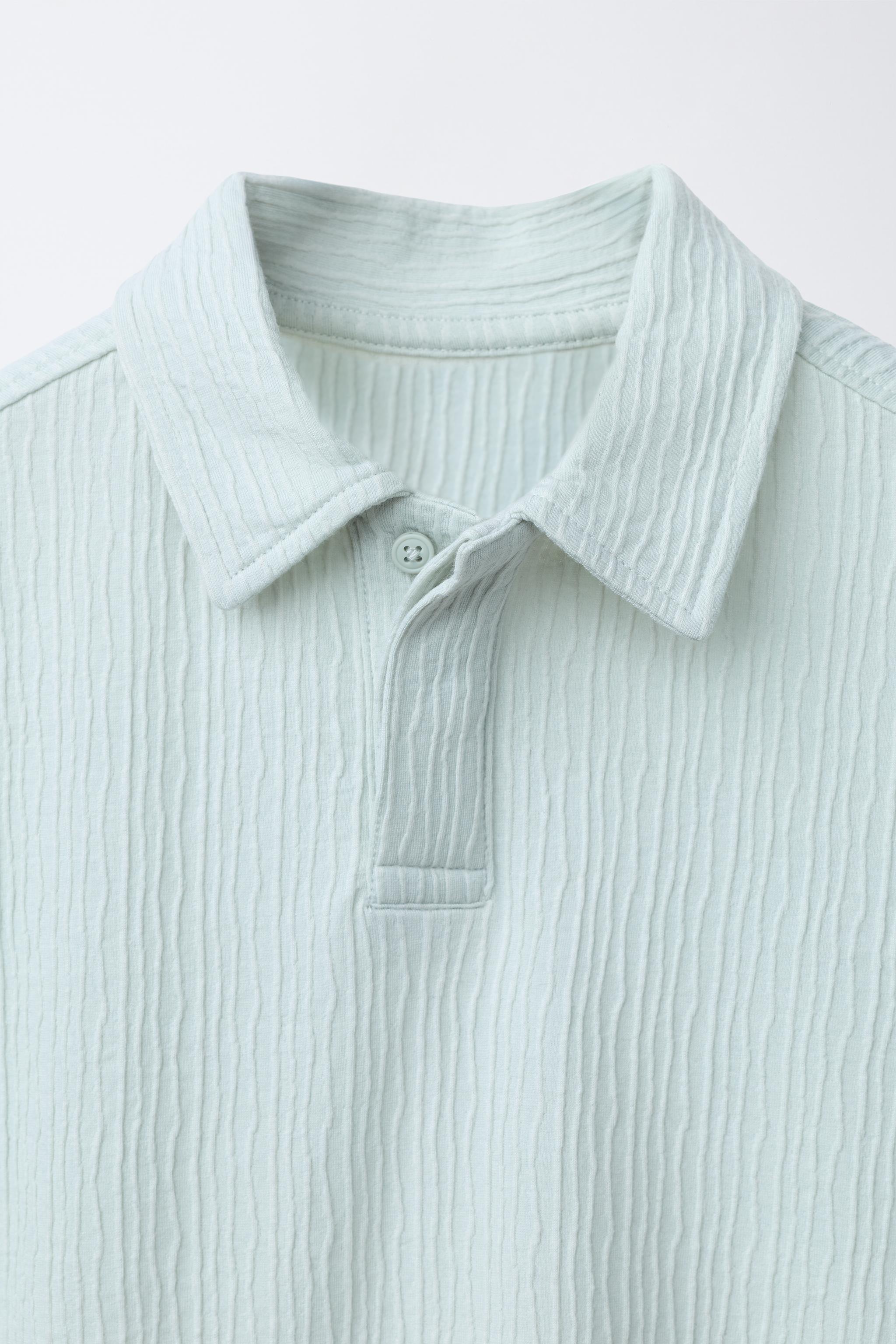 TEXTURED POLO SHIRT AND BERMUDA SHORTS SET